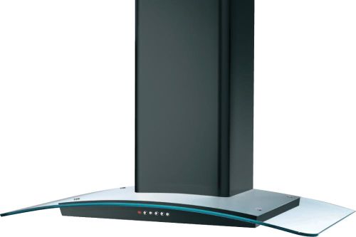 Prima 60cm Black Curved Glass Chimney Hood (7113)