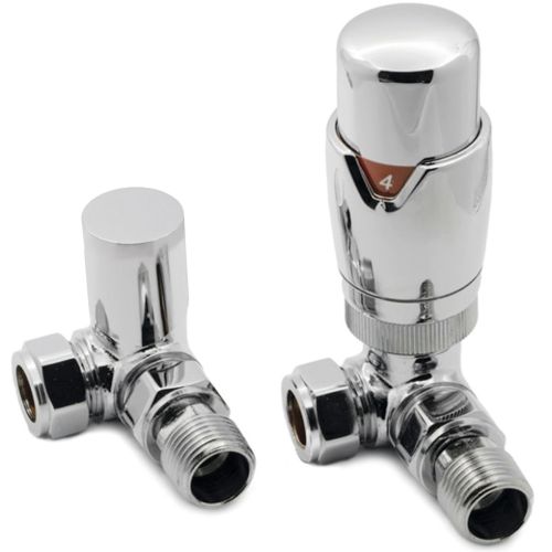 Eliseo Ricci Thermostatic Corner Radiator Valve Pack - Chrome (20524)