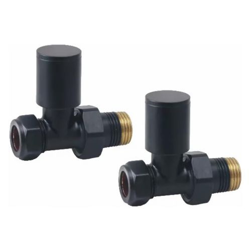 Eliseo Ricci Minimalistic Straight Radiator Valve - Black (20507)