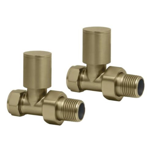 Eliseo Ricci Minimalistic Straight Radiator Valve - Brushed Brass (20506)