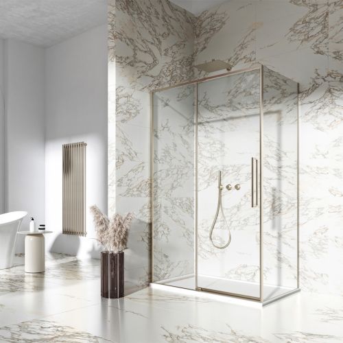 Dawn Asteria 1000mm Slim Frame Sliding Door Left Hand - Brushed Brass