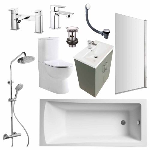 Austin Matt Green Shower Bath Suite - Chrome (20567)