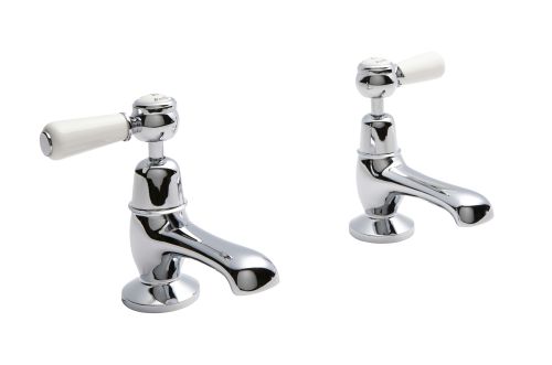 Hudson Reed Topaz with Lever Basin Pillar Taps & Domed Collar - White BC301DL (2454)