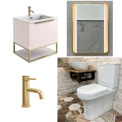 Chevron 600mm Brushed Brass Bundle (13459)