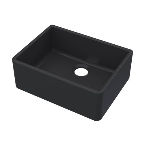 Nuie Butler 595x450x220mm Fireclay Sink with Central Waste - Matt Black (20283)