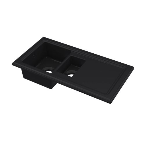 Nuie 1010x525mm 1.5 Bowl Counter Top Sink - Matt Black (20311)