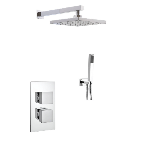 Cube Concealed Shower with Square Fixed Rain Head & Hand Shower (4244)