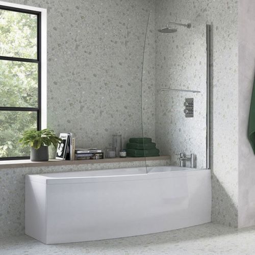 Moods Bathrooms to Love Space Saver P-Shape Shower Bath inc. Screen - Left Hand (697)