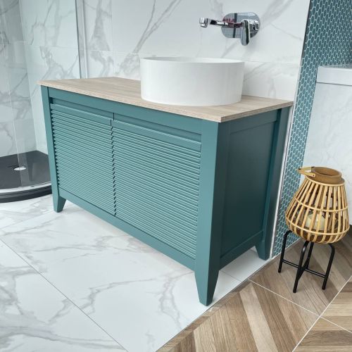 Josef Martin Eden 1050mm Floorstanding Vanity Unit & Wood Effect Worktop - Azure (13615)