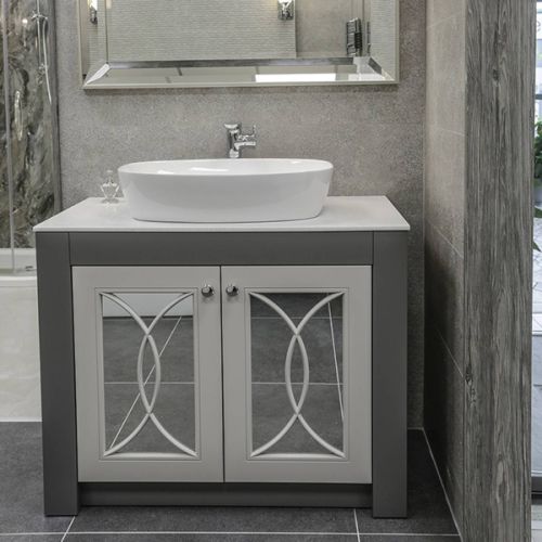 Josef Martin Errigal 1000mm Floorstanding Vanity Unit - Dark Lead Frame & French Grey Door Fronts (9859)