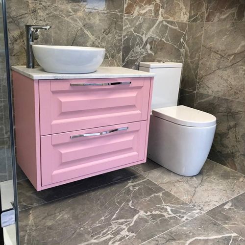 Josef Martin Foxton 600mm Wall Mounted Vanity Unit with Pebble Worktop - Blush (9525)