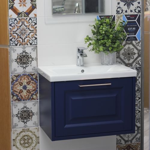 Josef Martin Foxton 500mm Space Saver Wall Mounted Vanity Unit & Basin - Ink (9900)