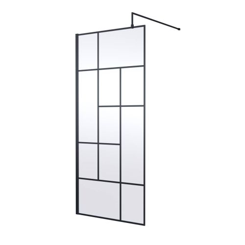 Hudson Reed 900mm Abstract Frame Wetroom Screen - Matt Black (18634)