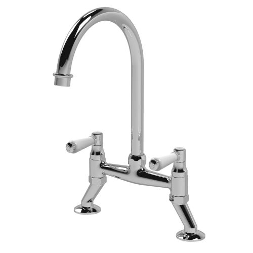 Nuie Bridge Traditional Mono Kitchen Tap with Topaz Lever - Chrome