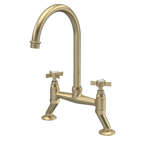 Nuie Bridge Traditional Mono Kitchen Tap - Brushed Brass (20373)