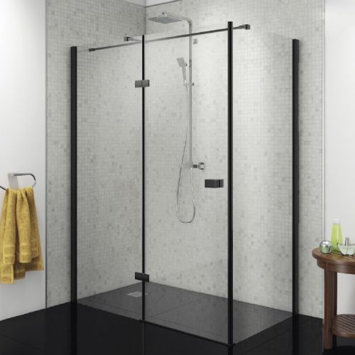Kiimat Noir Stella Black 1600mm Hinged Shower Door - Left Hand (10157)