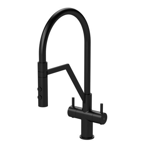Nuie Ravi Mono Dual Lever Kitchen Tap - Matt Black (20362)