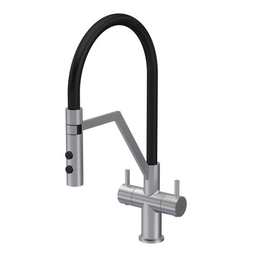 Nuie Ravi Mono Dual Lever Kitchen Tap - Brushed Nickel (20361)