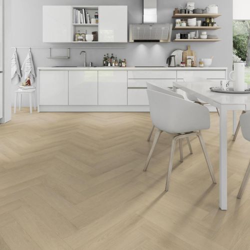 Lusso Floor Linen Oak Herringbone Luxury Vinyl Flooring - 610 x 122 x 5 mm - 2.23 M2 Per box (21219)