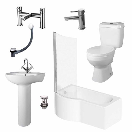 Melbourne Curved Shower Bath Suite - Right Hand (20549)