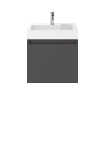 Turin 500mm Cloakroom Wall Mounted Vanity Unit & Basin - Gloss Grey (9920)