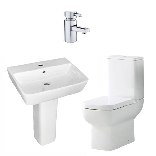 Modern Square Basin, Toilet & Tap Pack