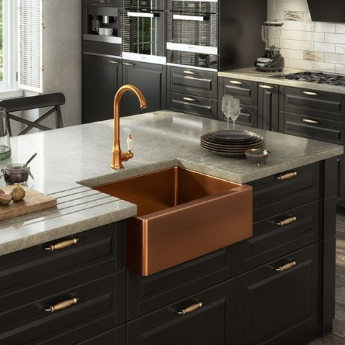 Excel Single Bowl Belfast Style Sink & Waste - Copper Finish (1476)