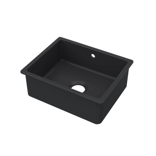 Nuie 548x442x197mm Inset or Undermount Sink with 90mm Central Waste & Overflow - Matt Black (20320)