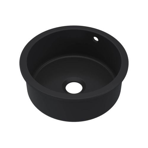 Nuie 460x460x191mm Round Inset or Undermount Sink with 90mm Central Waste & Overflow - Matt Black (20324)