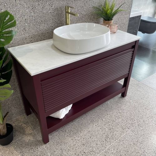 Josef Martin Roxbury 1200mm Floorstanding Reeded Vanity Unit & Pebble Worktop - Cordoba (13641)