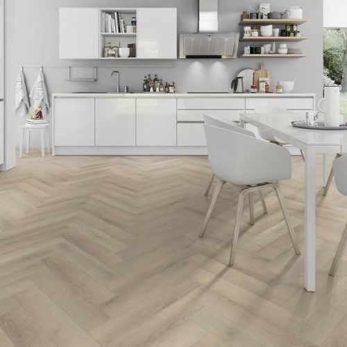 Lusso Floor Seashell Oak Herringbone Luxury Vinyl Flooring - 610 x 122 x 5 mm - 2.23 M2 Per box (21214)