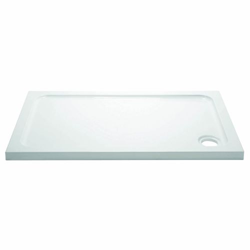 Elements 1400 x 760mm Rectangle Slim Line Shower Tray with Corner Waste (20545)