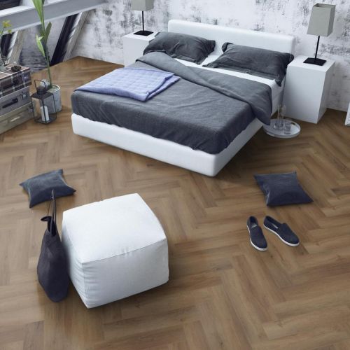 Lusso Floor Truffle Oak Herringbone Luxury Vinyl Flooring - 610 x 122 x 5 mm - 2.23 M2 Per box (21215)