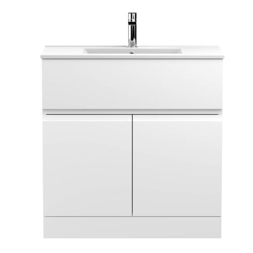 Hudson Reed Urban 800mm Floorstanding Vanity Unit & Minimialist Basin - Satin White URB105B (13080)