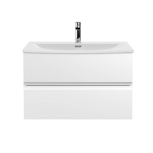 Hudson Reed Urban 800mm Wall Mounted Vanity Unit & Curved Basin - Satin White URB106G (13124)
