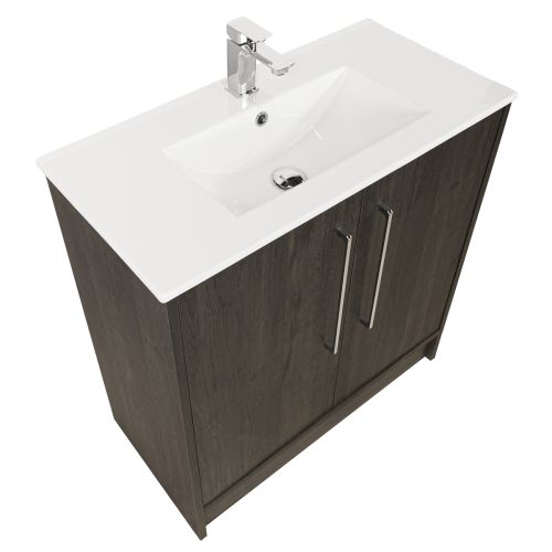 Josef Martin Urbano 800mm Space Saver Floorstanding 2 Door Vanity Unit & Minimalist Inset Basin - Roble Azabache