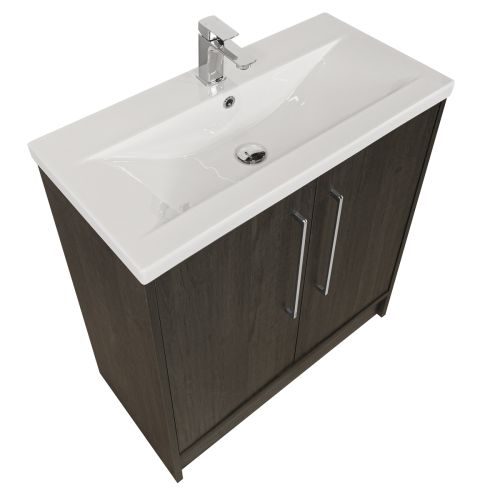 Josef Martin Urbano 800mm Space Saver Floorstanding 2 Door Vanity Unit & Mid Edge Inset Basin - Roble Azabache
