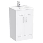 Roma 500mm Floorstanding Vanity Unit & Minimalist Basin - White Gloss (9906)